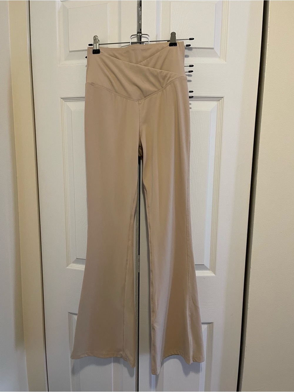 High-Waist Flared Pants in Beige